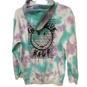 Retro Give Love Back SMILEY Tie Dye Hoodie Positivity H&M Women’s XS Oversized